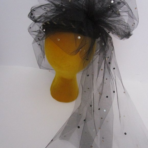 Sheer Tulle Veiled Fascinator Whimsy Hat Cocktail Party Bridal Church - Picture 6 of 10